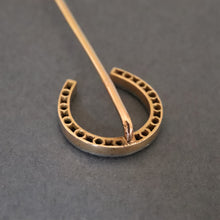 Load image into Gallery viewer, Antique Victorian era diamond horseshoe stick pin in 14ct gold