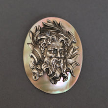 Load image into Gallery viewer, Antique brooch with Dionysus in sterling silver & mother of pearl
