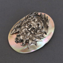 Load image into Gallery viewer, Antique brooch with Dionysus in sterling silver & mother of pearl