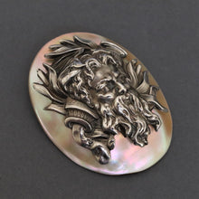 Load image into Gallery viewer, Antique brooch with Dionysus in sterling silver & mother of pearl