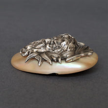 Load image into Gallery viewer, Antique brooch with Dionysus in sterling silver & mother of pearl