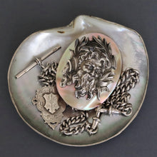 Load image into Gallery viewer, Antique brooch with Dionysus in sterling silver & mother of pearl