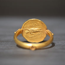 Load image into Gallery viewer, Ring depicting ancient Greek coin, Agathocles & Zeus in 18ct gold