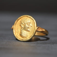 Load image into Gallery viewer, Ring depicting ancient Greek coin, Agathocles & Zeus in 18ct gold