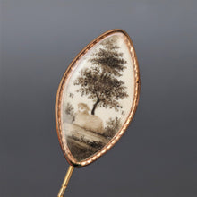Load image into Gallery viewer, Antique Georgian era sepia mourning pin in 14ct gold