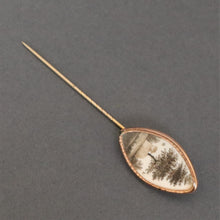 Load image into Gallery viewer, Antique Georgian era sepia mourning pin in 14ct gold