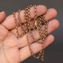 Load image into Gallery viewer, Pinchbeck chain. Antique pinchbeck chain. Antique guard chain. Antique muff chain. Long guard chain. Pinchbeck long guard chain. Pinchbeck muff chain.