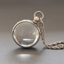 Load image into Gallery viewer, Pool of light. Pools of light. Pool of light pendant. Pool of light locket. Pools of light pendant. Pools of light locket. Vintage pendant. Vintage locket. Silver pendant. Silver locket. Orb pendant. Sphere pendant. Pools of light necklace. Pool of light necklace.