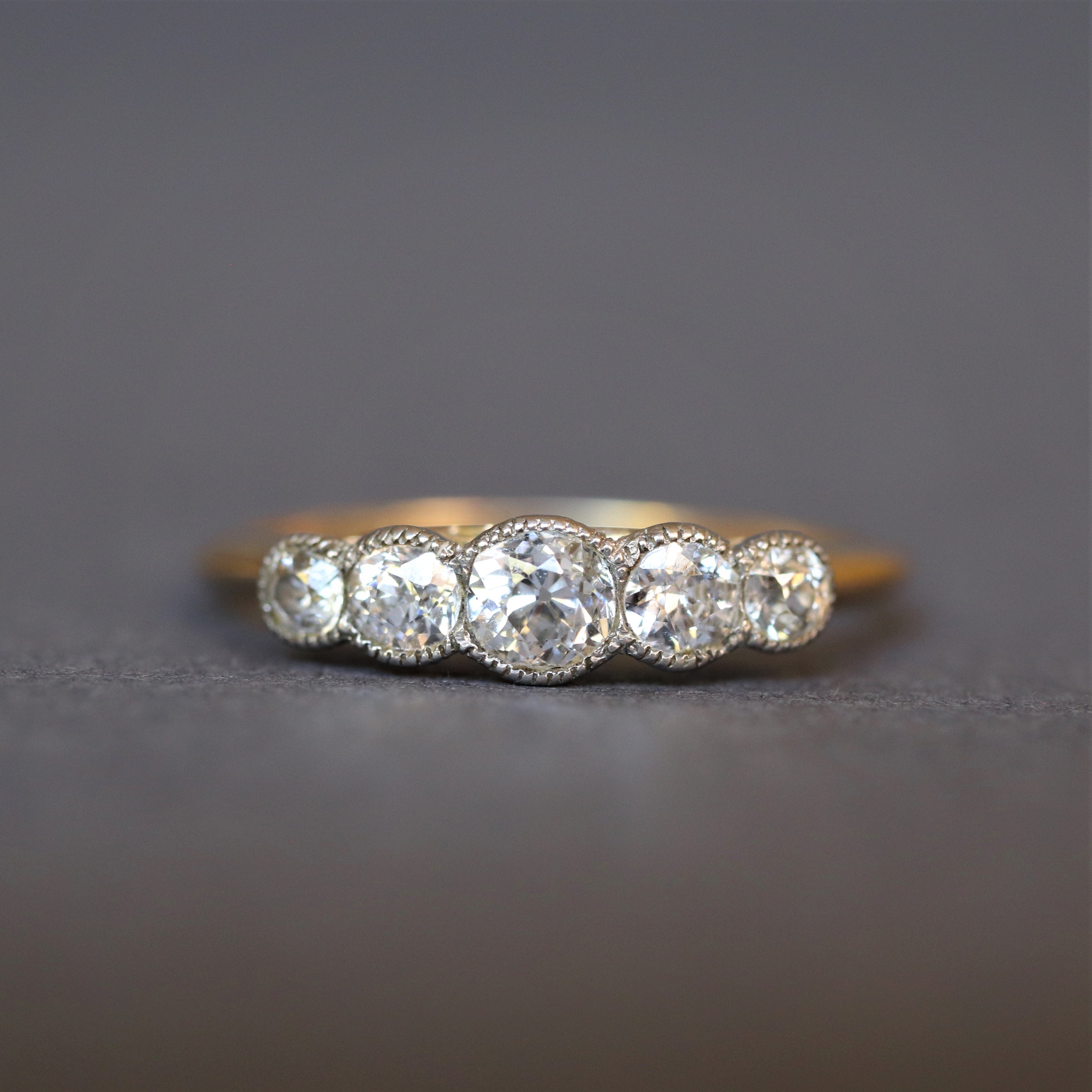Antique Edwardian five stone diamond ring 0.4ct in 18ct gold