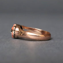 Load image into Gallery viewer, Antique Victorian coral & diamond cluster daisy ring in 9ct gold
