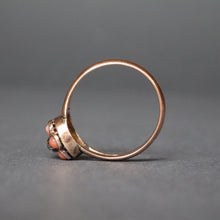 Load image into Gallery viewer, Antique Victorian coral & diamond cluster daisy ring in 9ct gold