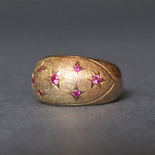 Load image into Gallery viewer, Vintage mid-century bombe dome ring with pink spinels in 14ct gold