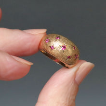 Load image into Gallery viewer, Vintage bombe ring. Vintage dome ring. Vintage spinel dome ring. Vintage spinel bombe ring. Pink spinel ring. Star setting ring. Vintage gold dome ring. Vintage gold bombe ring. Textured gold ring. Stippled gold ring.
