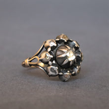 Load image into Gallery viewer, Antique Georgian rose cut diamond ring in 14ct gold & silver