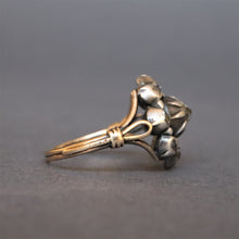 Load image into Gallery viewer, Antique Georgian rose cut diamond ring in 14ct gold & silver