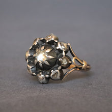 Load image into Gallery viewer, Antique Georgian rose cut diamond ring in 14ct gold & silver