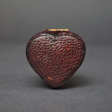 Load image into Gallery viewer, Heart shaped box. Heart shaped ring box. Antique ring box. Antique heart ring box. Antique heart shaped ring box. Vintage heart shaped ring box. Vintage heart ring box. Antique leather ring box. Leather ring box.