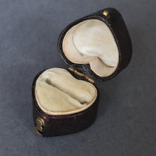 Load image into Gallery viewer, Antique Victorian heart-shaped leather ring box with velvet lining