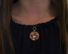 Load image into Gallery viewer, antique edwardian locket 9ct 9k gold garnet sapphire white shaker gems vintage jewelry jewellery chased chasing engine turned hessionite
