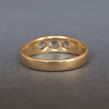 Load image into Gallery viewer, Vintage 1930s topaz & white sapphire trilogy ring in 18ct gold
