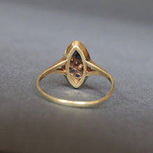 Load image into Gallery viewer, Antique Edwardian era sapphire & pearl navette ring in 14ct gold