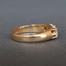 Load image into Gallery viewer, Vintage 1930s topaz & white sapphire trilogy ring in 18ct gold