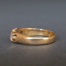 Load image into Gallery viewer, Vintage 1930s topaz & white sapphire trilogy ring in 18ct gold