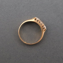 Load image into Gallery viewer, Vintage 1930s topaz & white sapphire trilogy ring in 18ct gold