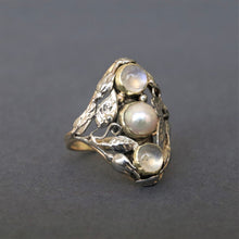 Load image into Gallery viewer, Antique pearl & moonstone ring in 14ct white & yellow gold