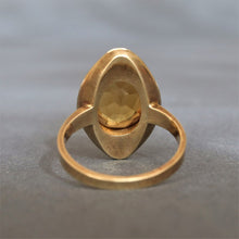 Load image into Gallery viewer, Antique Art Nouveau citrine (4ct) navette ring in 14ct gold
