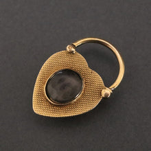 Load image into Gallery viewer, Antique Victorian era puffy heart padlock with ivy leaf in 14ct gold