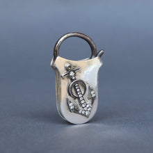 Load image into Gallery viewer, Silver padlock with diamond anchor applique
