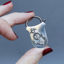 Load image into Gallery viewer, Silver padlock with diamond anchor applique
