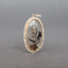 Load image into Gallery viewer, Antique dendritic agate pendant with diamonds in 14ct gold
