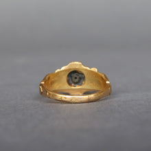 Load image into Gallery viewer, Antique Victorian mourning ring with diamond pansy in 18ct gold
