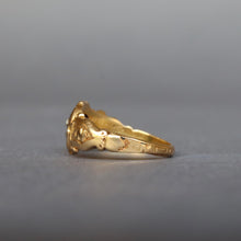 Load image into Gallery viewer, Antique Victorian mourning ring with diamond pansy in 18ct gold
