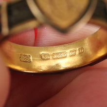 Load image into Gallery viewer, Antique Victorian era mourning ring with heart in 15ct gold
