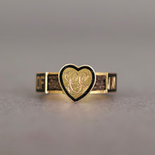Load image into Gallery viewer, Antique Victorian era mourning ring with heart in 15ct gold
