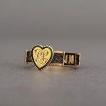 Load image into Gallery viewer, Antique Victorian era mourning ring with heart in 15ct gold
