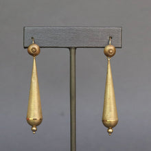 Load image into Gallery viewer, Antique Victorian day-to-night earrings with detachable drops in 14ct gold with a Florentine finish and dormeuse fittings. Convertible. Dramatic. Glamorous.
