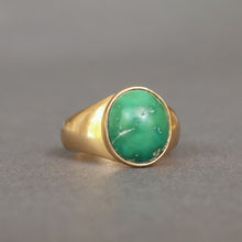 Load image into Gallery viewer, Mid-century ring with large turquoise cabochon in 18ct gold
