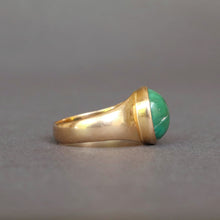 Load image into Gallery viewer, Mid-century ring with large turquoise cabochon in 18ct gold
