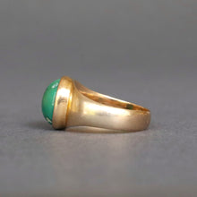 Load image into Gallery viewer, Mid-century ring with large turquoise cabochon in 18ct gold

