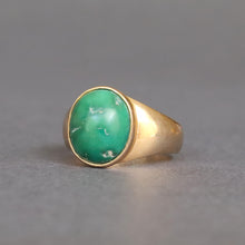 Load image into Gallery viewer, Mid-century ring with large turquoise cabochon in 18ct gold
