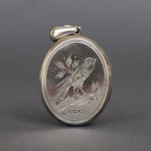 Load image into Gallery viewer, Antique Aesthetic style enamel locket in sterling silver with stork
