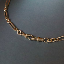 Load image into Gallery viewer, Fetter link chain in 9ct gold with T-bar &amp; swivel clips (21.5&quot; / 55cm)
