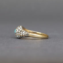 Load image into Gallery viewer, Antique Victorian era pearl &amp; turquoise cluster ring in 14ct gold
