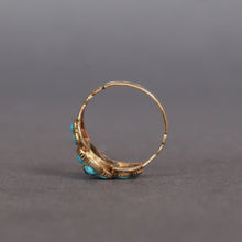 Load image into Gallery viewer, Antique turquoise &amp; diamond mourning pinky ring in 15ct gold

