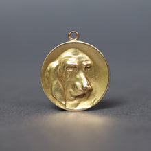 Load image into Gallery viewer, Antique French Art Nouveau pendant with a hound in 18ct gold
