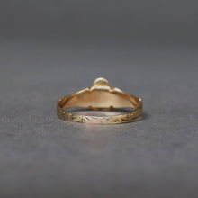 Load image into Gallery viewer, Antique Victorian turquoise pinky ring with pansy motif in 9ct gold
